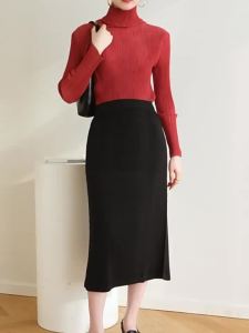 4826 One Size (45-75kg) Pleated Super Soft Double Layer Fabric High Elastic Autumn And Winter Spring Slim Bottoming Shirt