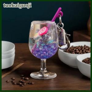 tuokaiguoji Sáng nhựa mô phỏng Lemon Slice cao chân cup Keychain màu rơm nước giải khát cup trang trí