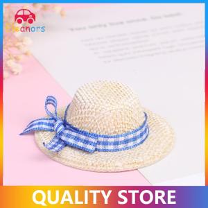 [Eleanor] Doll Hat Woven Straw Hat Flocking Straw Hat Bow Straw Hat ID 3CM OD 6CM Plastic Toys Playhouse Toys Childrens Doll House