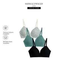 MARKS & SPENCER 3pk Lace & Mesh Wired Balcony Bras A-E