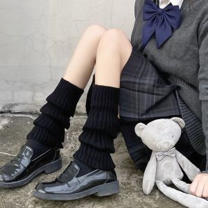 Sweet Leg Warmers Winter Knee Cover Socks Women Lolita Knitted Japanese Wool Ball Foot Cover