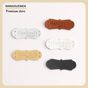 [COD] 50Pcs PU Leather Tags Handmade With Love Labels Sewing Craft DIY Knittin Tags