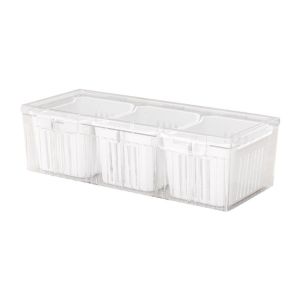 Fridge Storage Box with Lid Large Capacity Box Durable 3 Grid Kitchen Drain Seal Box Onion Garlic