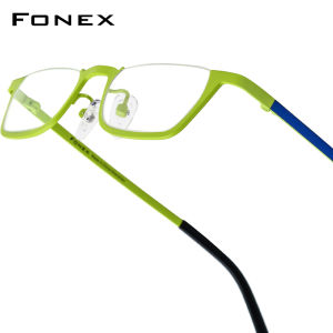 FONEX Titanium Glasses Frame Men Brand Design Retro Square Eyeglasses Small Vintage Half-Rim Semi-Rimless Japanese High-Quality Optical Eyewear 85780