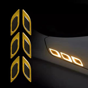 6pcs Car Reflective Sticker Motor Carbon Fiber Reflectives Safety Warning Stickers