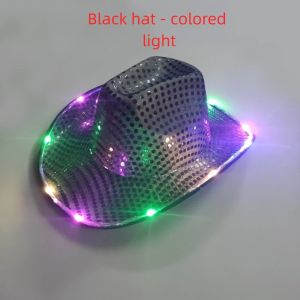 DENLUN Colorful Flashing LED Cowboy Hat Luminous Design Pearlescent Finish Glowing Hat Neon Style  Fit Cowgirl Hat Carnival Party