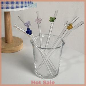 [A Peassion]💖[HOT SALE]🎈🎈 1pc 8mm Glass Straw Reusable Drinking Straws Cute Butterfly Heat-Resistant Straw For Festival Party Wedding Cocktail Bar Beachs