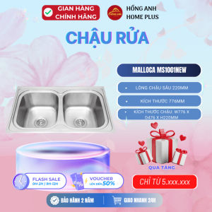 Chậu rửa bát Malloca MS1001NEW inox cao cấp chế tạo bán thủ công thiết kế 2 hố kích thước 776mm