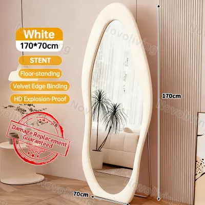 Novoliving Full Length Mirror Floor Mirror Irregular Wall Mirror Wavy Full Body Mirror for Bedroom Living Roo