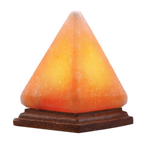 Brifit Himalayan Rock Salt Lamp with 8 colour variations Pyramid Crystal Salt Rock Lamp Wooden base suitable for office home decor yoga holiday gifts - Hand carved