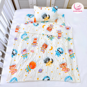 Bộ chăn gối nệm cho bé Katina House vải Tencel siêu mềm mát thoáng khí nệm chống thấm
