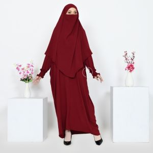 Yeerim Gamis Kaftan Set French Khimar / Baju Syari Crinkle Airflow / Dress Niqab Syari Muslimah