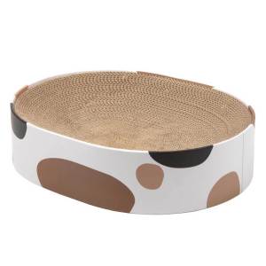 Oval Cat Scratching Bed Corrugated Cardboard Cat Nest & Scratch Pad Multi-Functional Cat Toy For Indoor Play And Furniture Protection