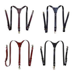 PU Leather Belt Suspenders Strap Heavy Duty Hook Clasp Adjustable Bracers Belt For Men Formal Occasion Dressingup