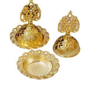 REGISTR Arab Style Incense Burner Star Moon Ramadan Party Decor Yoga Ornament Golden Tower Oil Burner Eid Al-Fitr