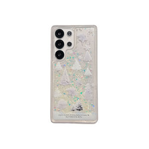 Snow Forest Luminous Quicksand Case for Samsung S25 S24 S23 Ultra Dynamic Gloss Sequins Back Cover Liquid Transparent Soft Shell