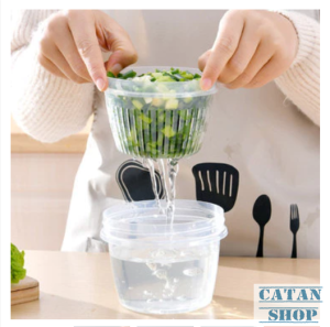 Hộp Đựng Gia Vị Tươi Lâu Với 2 Lớp Thông Minh- Thiết Kế Rổ Thoát Nước Nắp Kín Chống Ám Mùi HChiaTP-tron
