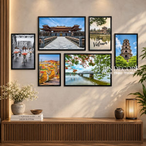 Tranh treo tường phong cảnh huế bộ 6 tấm trang trí TT128