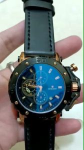 JAM TANGAN PRIA SPORTY SWISS ARMY TALI KULIT CHRONO DAN TANGGAL AKTIF FREE BOX DAN BATERAI CADANGAN