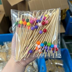 12CM ไม้เสียบไม้ไผ่ สำหรับเสียบไม้จิ้มฟัน เค้ก, บูรณี่ ผลไม้ ส้อน, เค้ก, ขนมหวาน, สลาย, ผัก 100ชิ้น