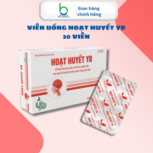 Viên Uống Hoạt Huyết YB  Hỗ Trợ Tuần Hoàn Não Giảm Đau Đầu Hoa Mắt Chóng Mặt - Hộp 30 viên