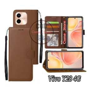 Casing Dompet Vivo Y28 4G Case Flip Cover Leather Premium Sarung Buku Hp