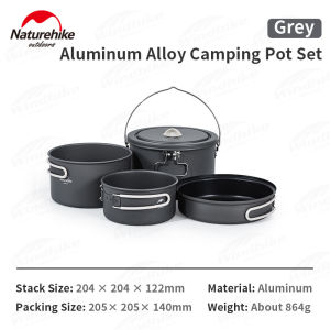Cooking Set Outdoor Camping Naturehike CNH22CJ002 Nesting Set TNI Ultralight Hiking Gunung Panci Teko Ceret Kettle Penggorengan Alat Masak Aluminium