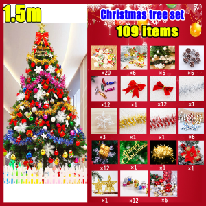 【Buy1 get 109 accessories】New Christmas Tree 5FT DIY full set Christmas decorations High Quality encryption luminescence Christmas decoration LED light Small ornaments party home Environmentally friendly thickened PVC leaves xmas tree