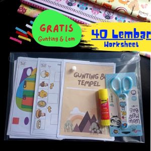 Worksheet Anak Aktivitas Menggunting Menempel 2 3 4 5 Tahun Gunting Dan Tempel Cut and Glue TK PAUD