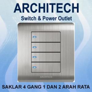 ARCHITECH PLATINUM B9-K4A SILVER Sakelar/Saklar/CETEK 4 Gang 1Arah LED\nARCHITECH PLATINUM B9-K4B SILVER Sakelar/Saklar/CETEK 4 Gang 2Arah LED