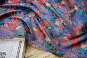 Thời Trang Phong Cách Vẽ Tay Dầu Sợi Vải Dệt Hoa Vải Nhuộm May Thủ Công Tự Làm Quần Áo Phụ Nữ Ống Tay Phồng Đầm