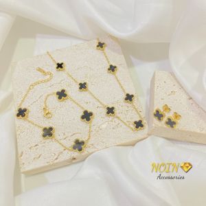 [ COD ] Noin Set Clover Titanium Vintage Anti Karat Perhiasan Wanita Korea SET11