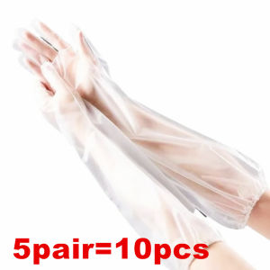10pcs =5pair Disposable Arm Guard Gloves Kitchen Household Cleaning Waterproof Elastic Drawstring Lengthened CPE Long-Arm Gloves H260729