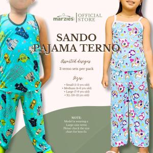 3 PCS KIDS SANDO PAJAMA TERNO FOR BOYS AND GIRLS ASSORTED COLORS AND DESIGNS ONLY