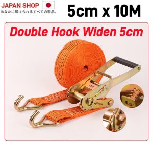 10M Cargo Strap Ratchet Straps 5cm Heavy Duty Adjustable Ratchet Cargo Tie Down Strap Luggage Belt Tow Rope Tali Buckle Belt Straps For Car Motorcycle