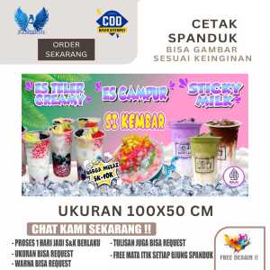 Cetak Spanduk Banner ES TELER ES BUAH STICKY MILK Costom Desain