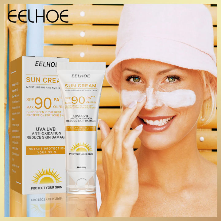Eelhoe Sunscreen For Face And Body Waterproof Sun Cream Refreshing And Non  Greasy Whitening Sun Cream Anti-aging Oil Control Moisturizing Skin Care  Sunlight Protective Cream Max SPF 90 Female Skin Protective Cream（40g）