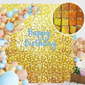 Ginca PolychromeShimmer Wall Backdrop 3D Sequin Panel Backdrop Art Wall Backgroud Cloth Wedding Birthday Party Backdrop Decor