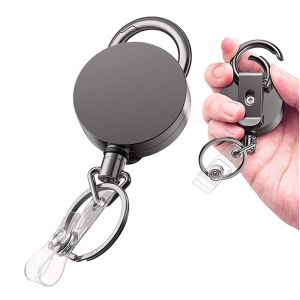 CUNXIN Heavy Duty Camping Safety Key Buckle Anti-lost Stretching Wire Rope Retractable Badge Reels Key Chain Ring ID Card Badge Holder Pull Keyring