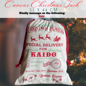 Personalized Extra Large Size 50x70cm Christmas Sack Canvas Bags Santa Stocking Christmas With Name 100% Cotton Large Canvas Merry Christmas Santa Xmas Gift Sack Drawstring Bag Glitter Names Wholesale Bulk Glittered Sacks Bags Corporate Giveaways