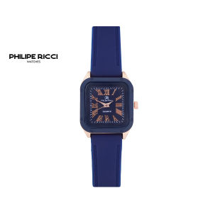 PhiLipe Ricci Jam Tangan Wanita Karet Analog Kecil Kotak Kekinian 8903 Jam Cewek Hitam Original
