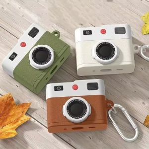 Vỏ bảo vệ tai nghe cho AirPods 5 4 Thiết kế máy ảnh retro 3D Vỏ mềm bằng silicon lỏng