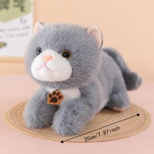 JAYNEBIO Fluffy Sound Cat Plush Toys Realistic Soft Kitten Cuddle Pillow Cute Soothing Toy Simulation Cat Plush Doll Kids Birthday Gift