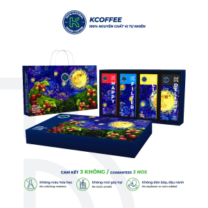 HỘP QUÀ TẶNG CÀ PHÊ HẠNH PHÚC "HAPPY LIFE BOX" (Cà phê Rang xay Hòa tan và Phin Giấy) - Thương Hiệu K COFFEE Hộp Quà Tặng Sang Trọng Đẳng Cấp