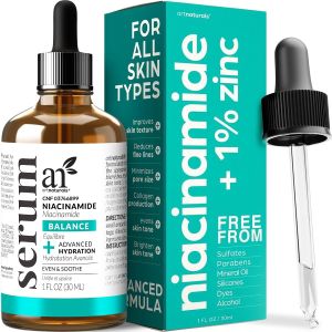 Serum Dưỡng Da Mặt Artnaturals Niacinamide 10% Niacinamide Hoạt Tính với 1% Zinc PCA & Vitamin B3 - Axit Hyaluronic Giảm Lỗ Chân Lông Bảo Vệ Da Khỏi Các Vết Thâm Nám 1 oz