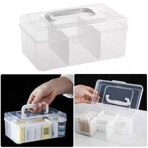 TRADER จุได้มาก กล่องเก็บยา กันฝุ่นกันฝุ่น พร้อมฝาปิด กล่องเก็บของสำหรับเก็บ ทนทานต่อการใช้งาน โปร่งใสโปร่งใส กล่องใส่ยา