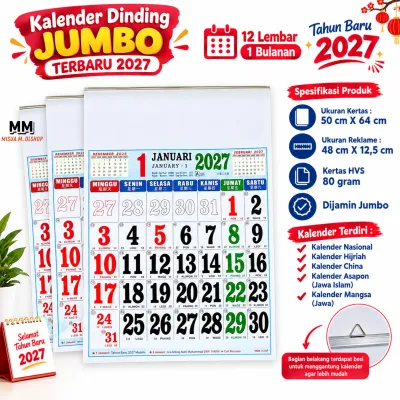 KALENDER KERJA JUMBO M7 TAHUN 2027/ KALENDER DINDING JUMBO TERBARU 2027