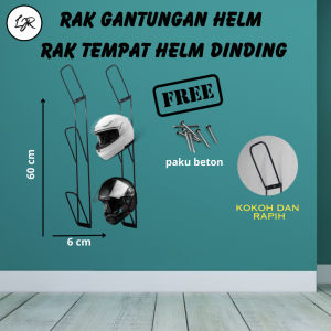 LJR Rak Gantungan Tempat Helm Besi 5 Susun yang Kokoh dan Kuat Tempel Dinding - hitam