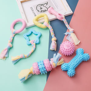 Pet Cat Dog Macaron Candy Color Rubber Soft Thorn Molar Toy