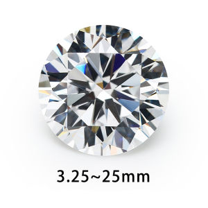 อัญมณีเทียม Wuzhou หินกลม เซอร์โคเนียมสีขาว คิวบิกเซอร์โคเนีย เพทายหินเปล่า 3.25-50mm